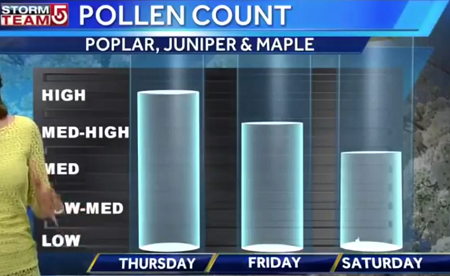 A pollen count forecast on TV