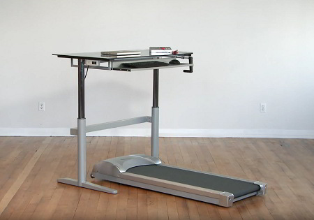 An treadmill desk that allows walking while working